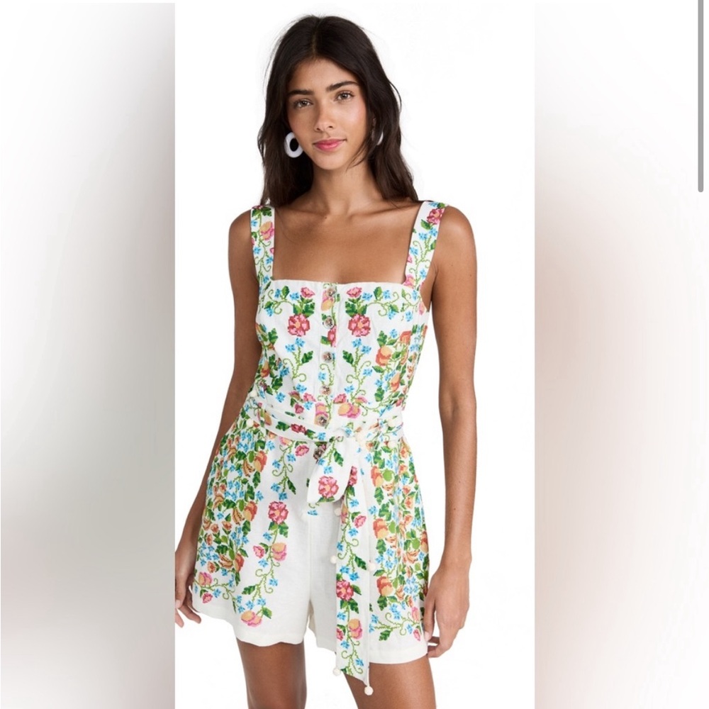 FARM Rio Tropical Romance Off White Romper NWOT